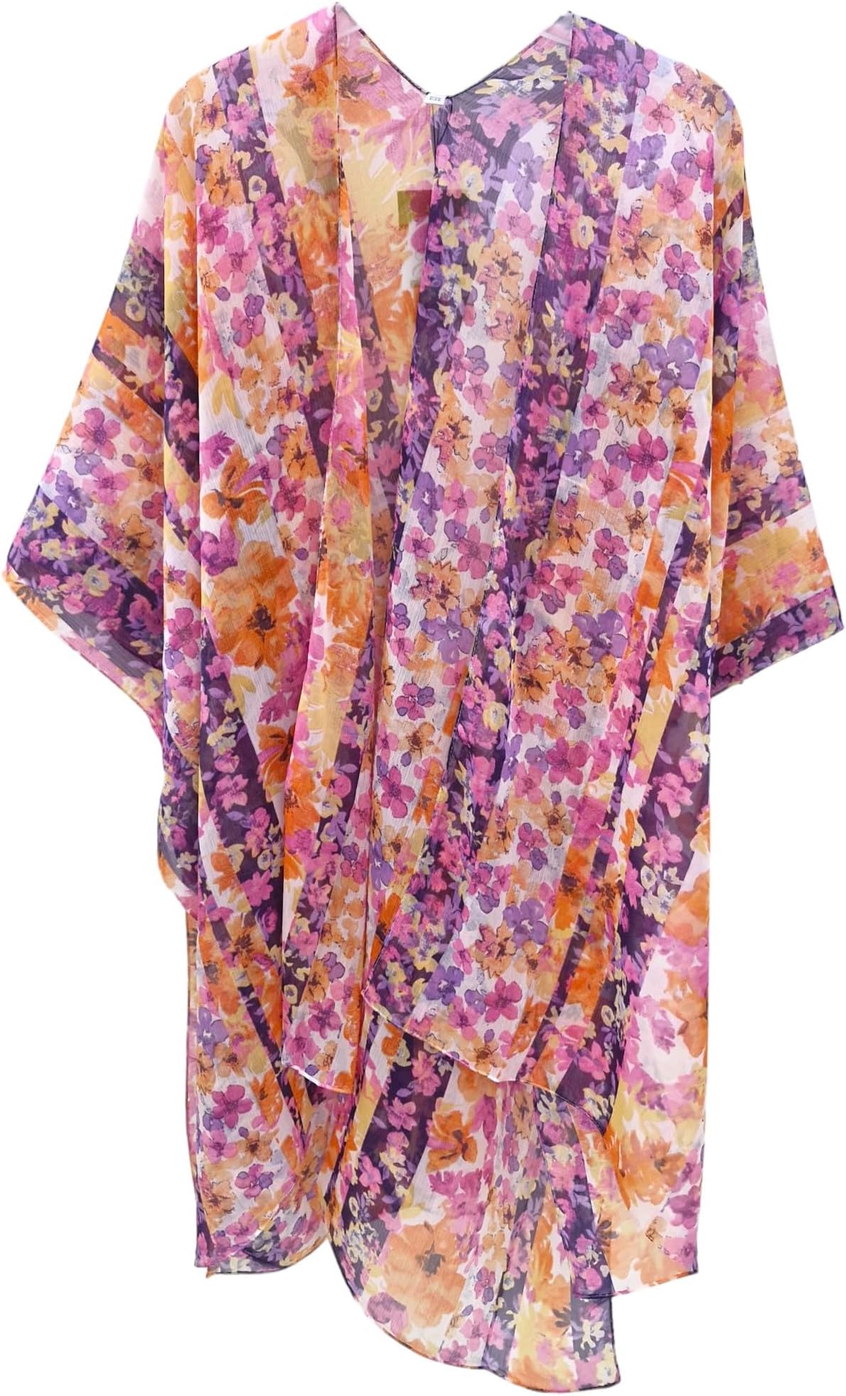 Elu♥ Women's Beach Cover up Swimsuit Kimono Cardigan Casual Tops with Bohemian Floral Print