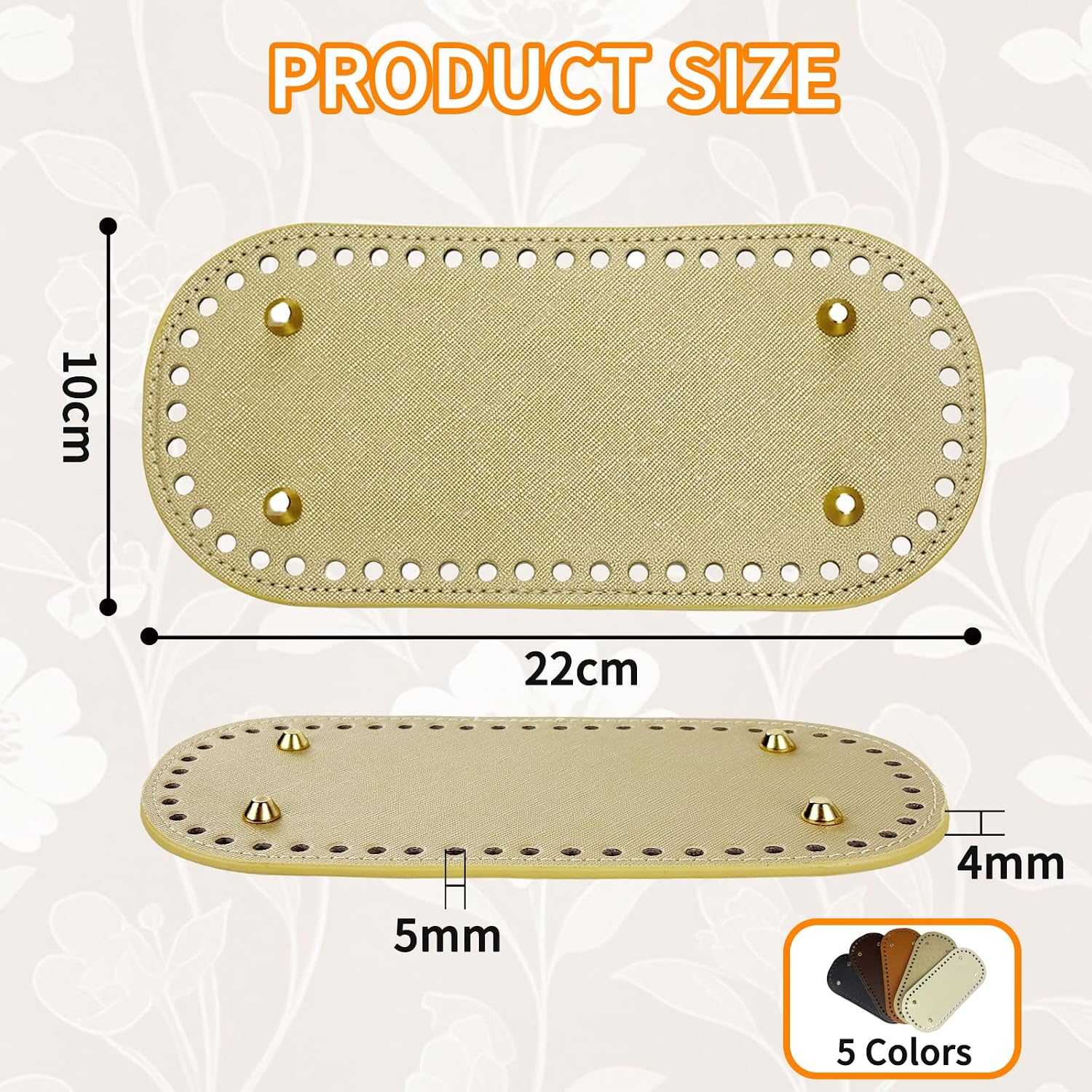 MCSDFN 5 Pcs Purse Bottoms for Crochet Bags PU Leather Bag Bases for Crocheting Oval Bag Bottom Knitting Crochet Bottom Purse Accessories for DIY Crochet Handbag Shoulder Bags Making, 8.66"x3.93"