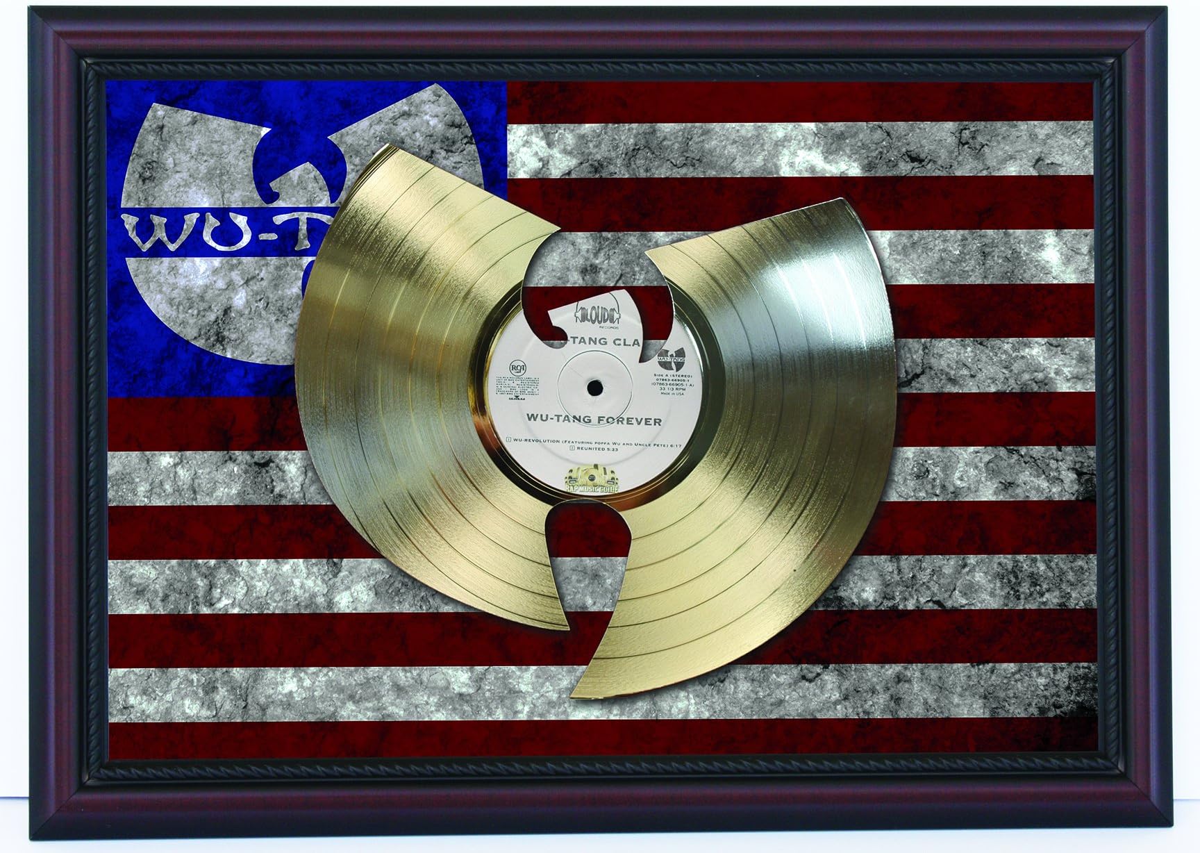 Wu-Tang/Wutang"Forever" laser cut Gold LP custom framed flag display, limited edition"K1"
