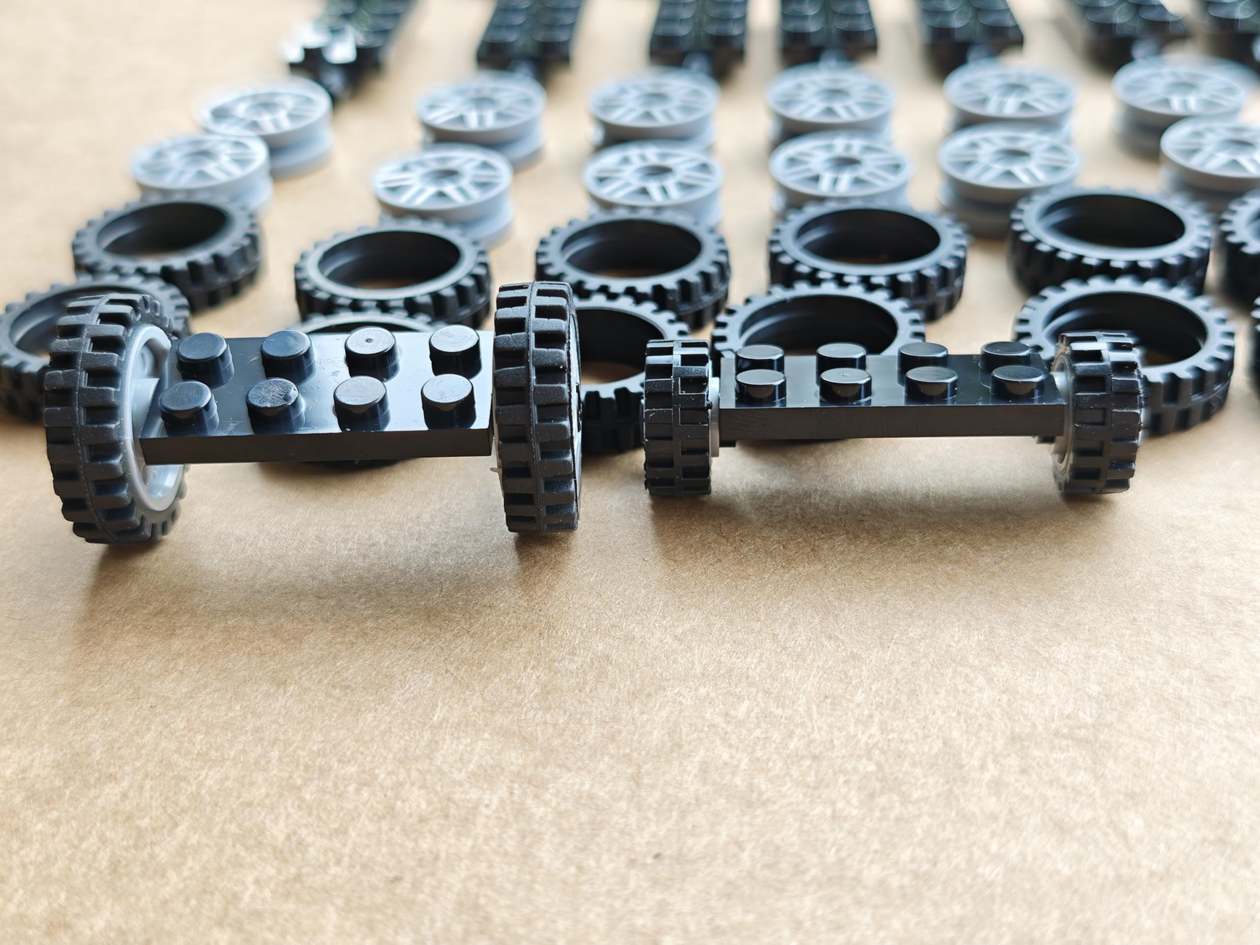 Juego de 70 ruedas y ejes de coche de ciudad, piezas de chasis, bloques de construcción, compatibles con Lego para niños y niños