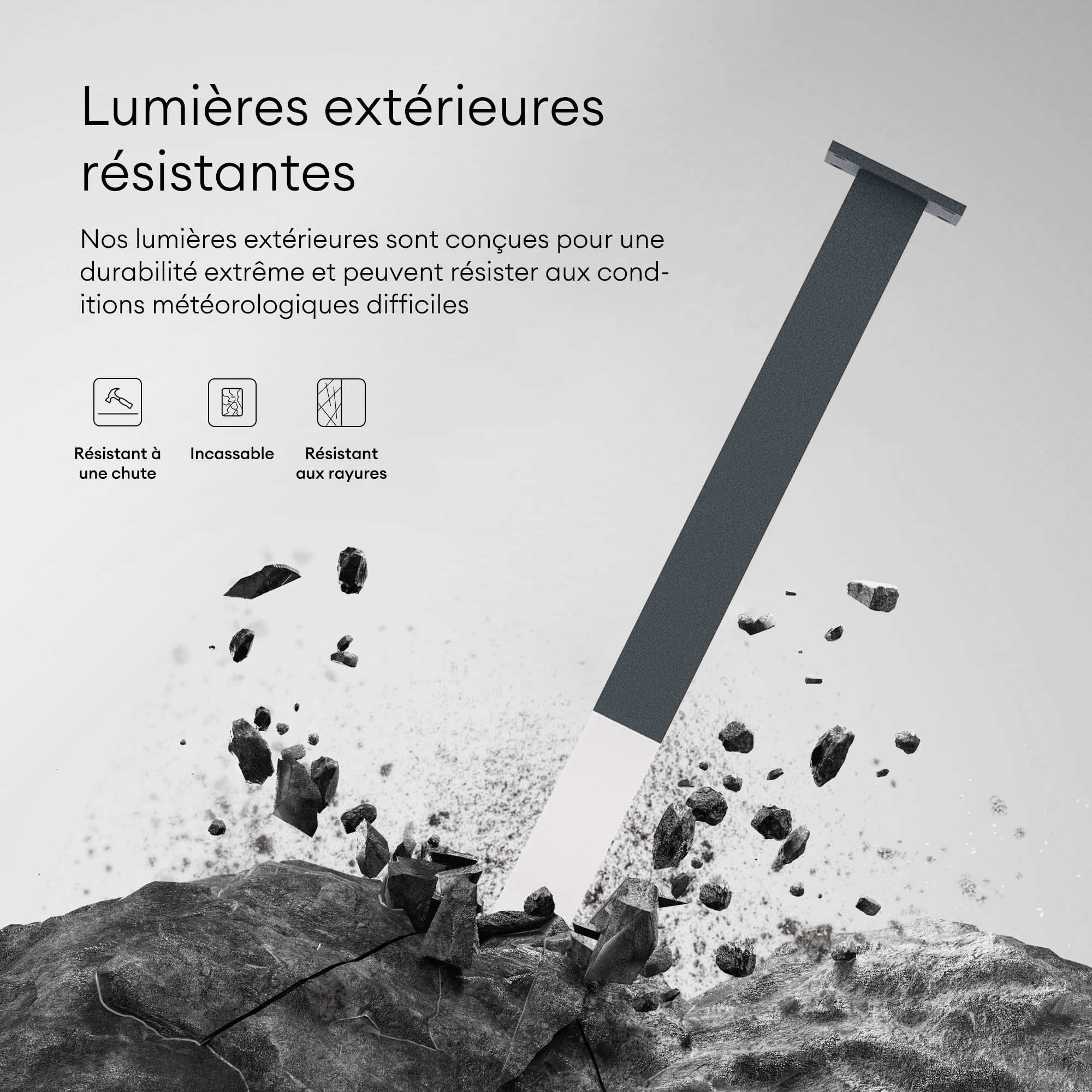 Mai & Mai Lampe sur Pied Extérieur LED IP65 38x38x806mm Gris foncé
