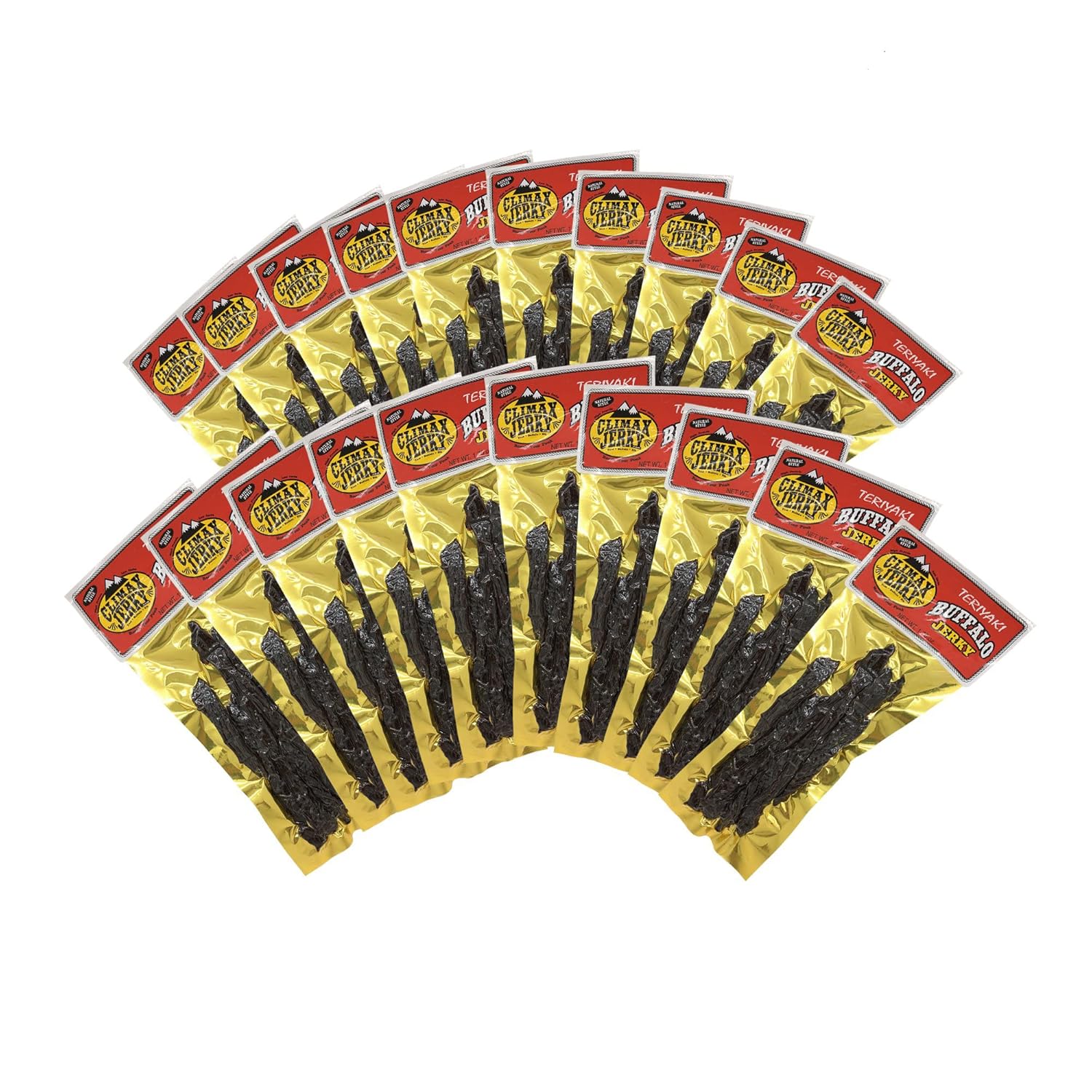 BEST Premium Natural Style Kippered Cut Thick Strips 1.75 OZ. Buffalo Jerky - No Preservatives - High Protein - Low Carbs - Buy Multiple Packs & Save! (Buffalo Teriyaki, Teriyaki 10 Pack)