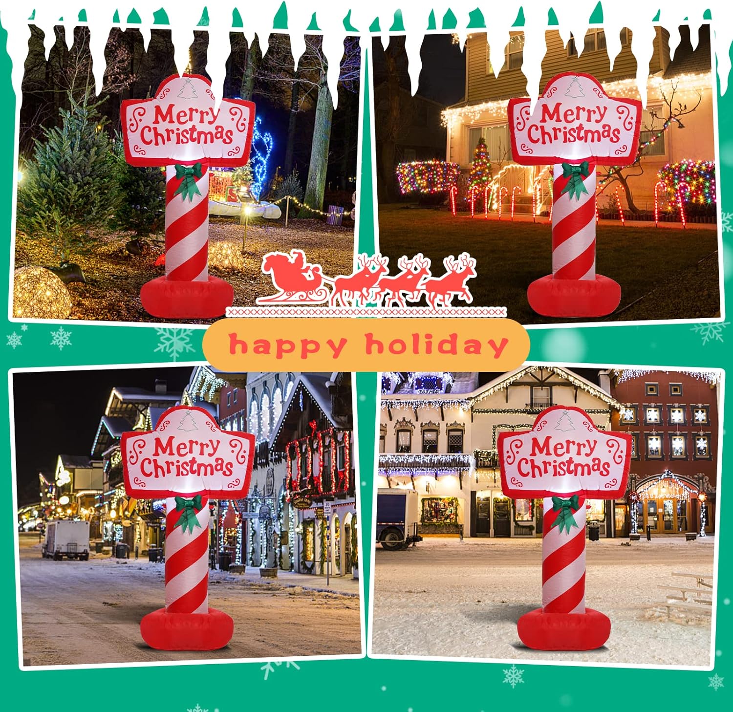 Christmas Inflatables Outdoor Decorations Merry Christmas Yard Sign Inflatables Sign 4 FT Xmas Blow up LED Light Built-in for Holiday Party Yard Xmas Decor - Image 7