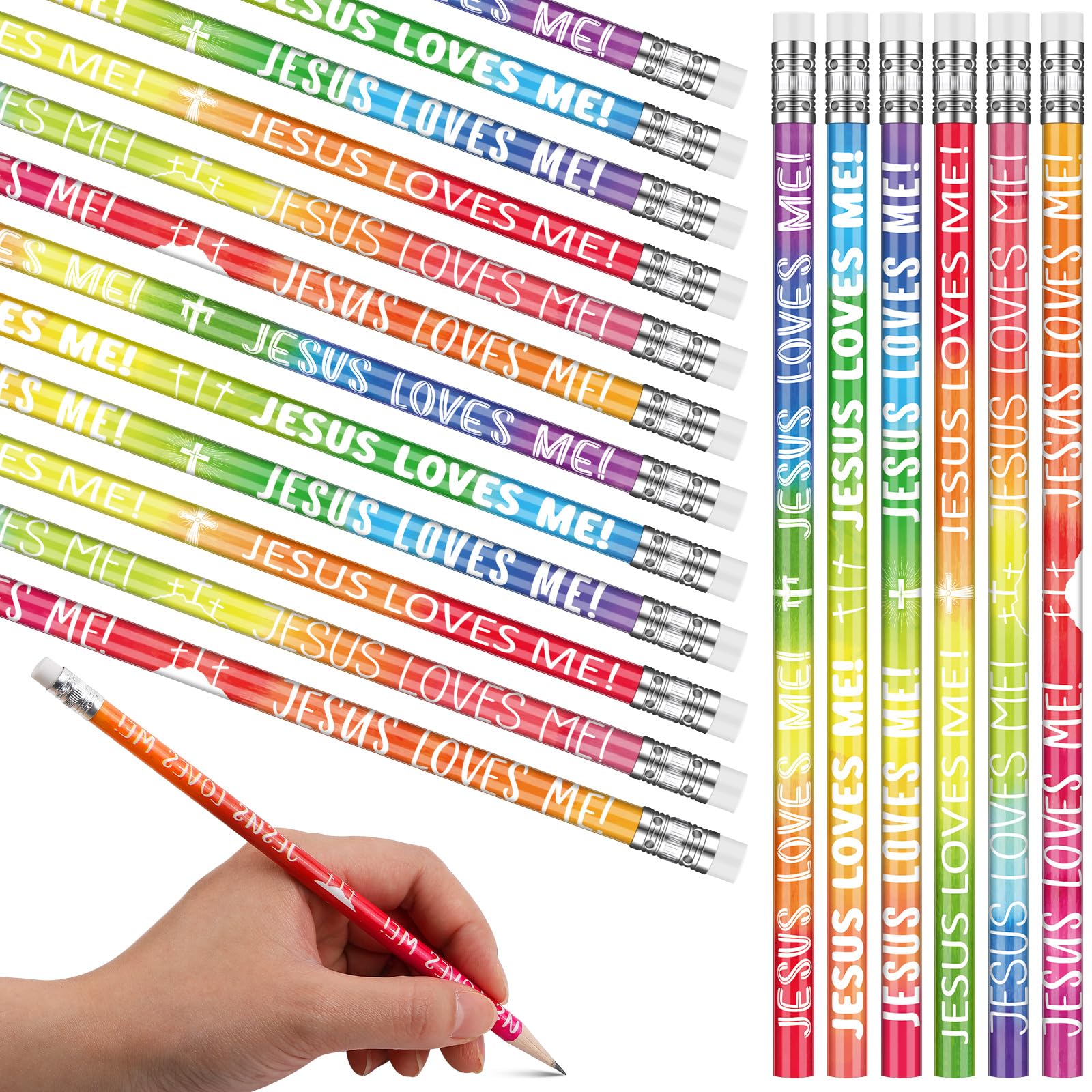 Zhanmai Jesus Loves Me Pencils Christian Gifts for Kids 36 Pcs Jesus Loves Me Pencils Bulk John 3: 16 Religious Bible Verses Church Gifts Bulk for