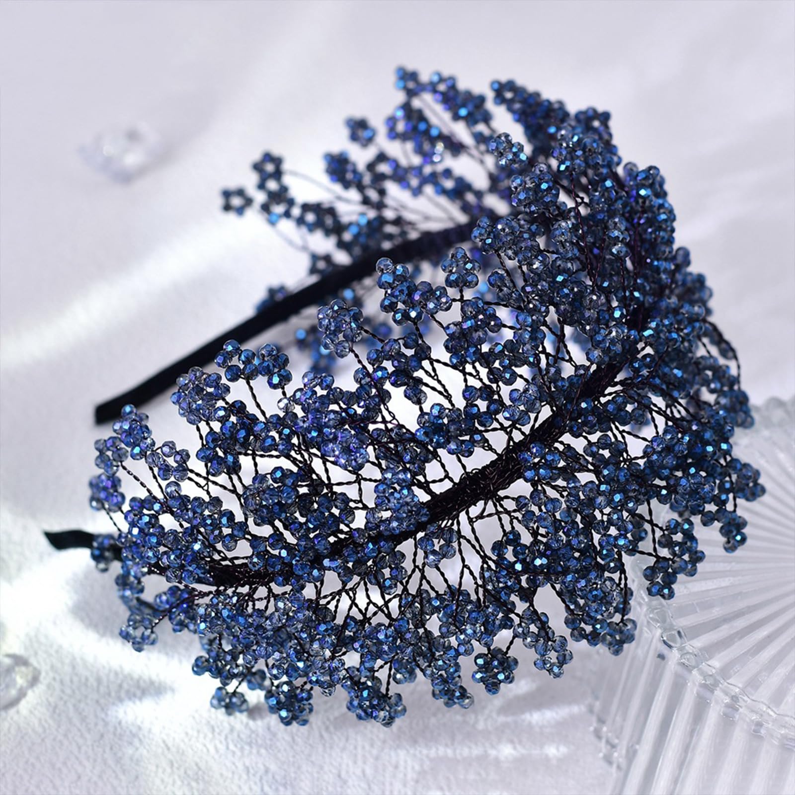 Cerchietto per capelli da donna e ragazza, lussuoso cerchietto con cristalli intrecciati, accessorio per capelli alla moda per abito da sera o sposa