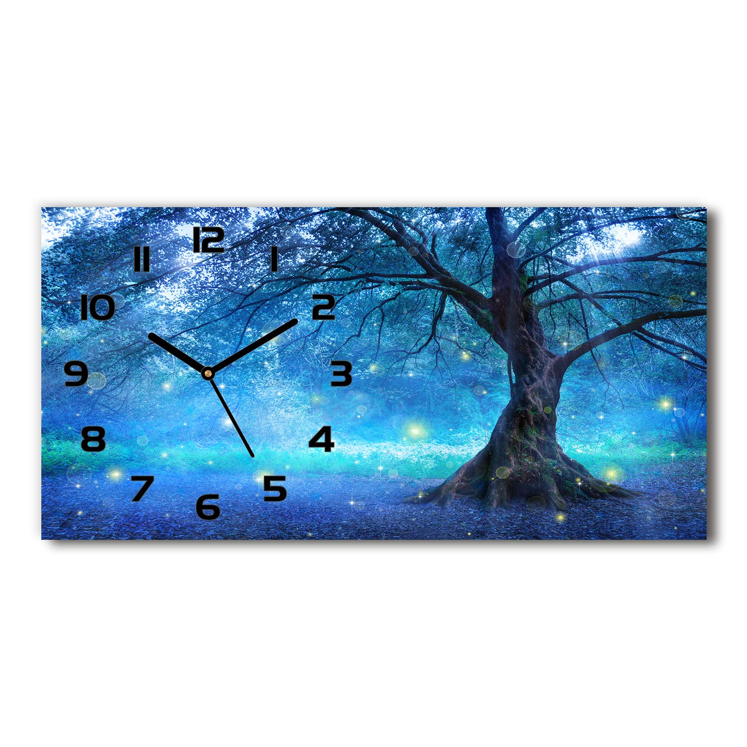 Horloge en verre 60x30cm forêt mystérieuse noir Tulup