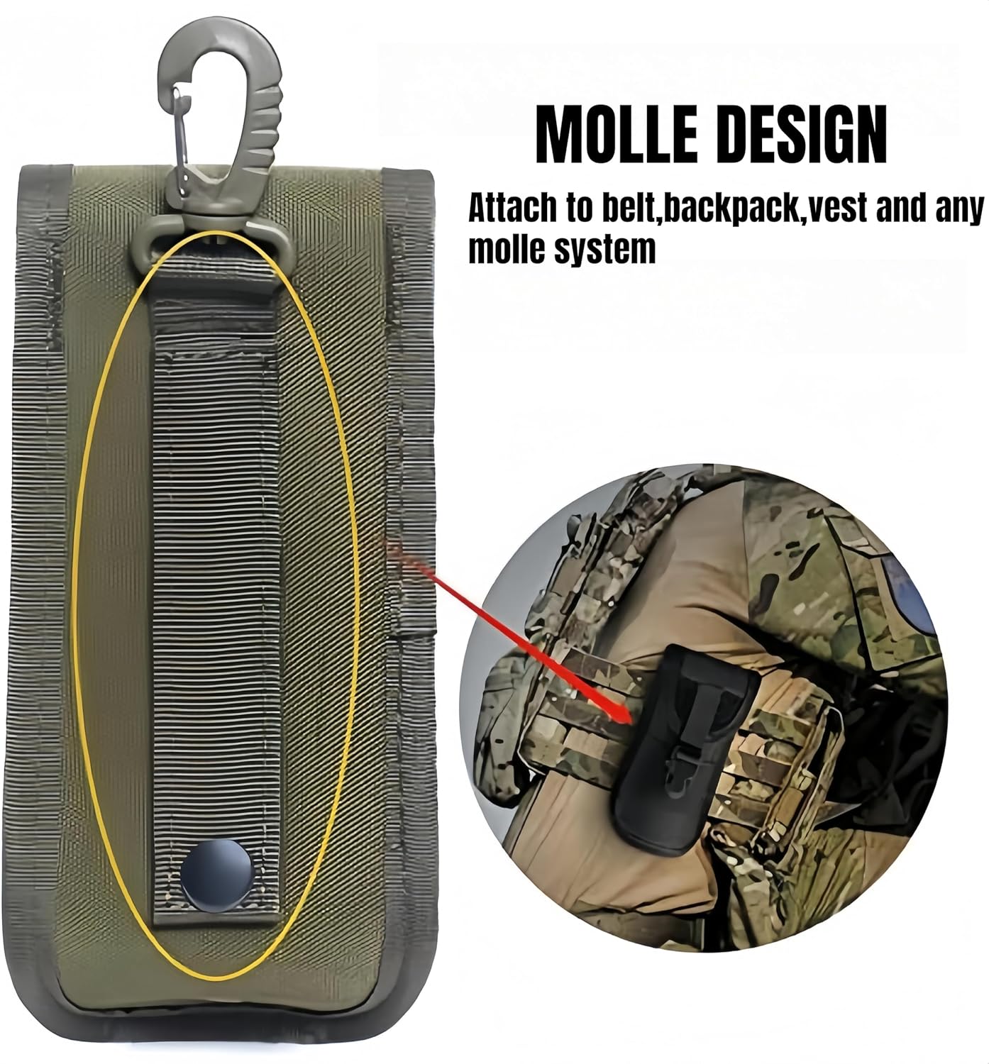 MOLLE Glasses Pouch Outdoor Durable Tactical Pouch Sunglasses Case Army Style Flashlight Pouch with Buckle - Image 4