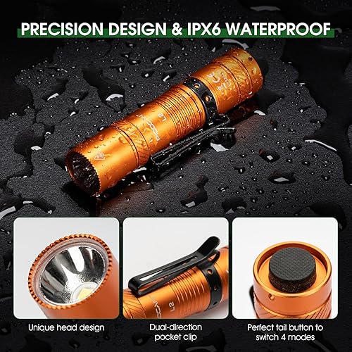 Miniatura 7 de PIOOCAN L2 Linterna EDC de 1200 lúmenes recargable, linterna de bolsillo AA de alto lúmenes con clip, linterna pequeña súper brillante, luz de flash