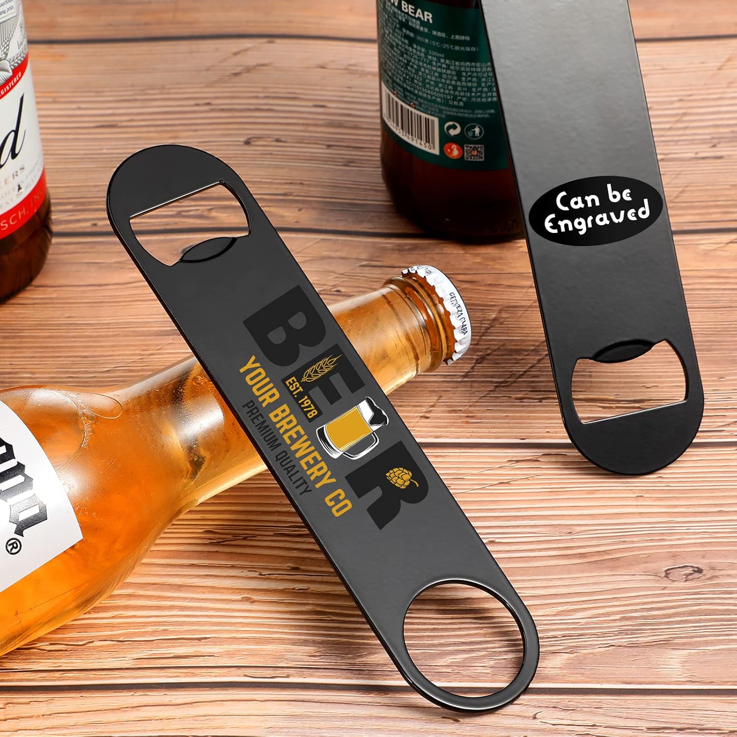 Raiten 20 Pack Flat Bottle Opener Bulk 7 Inch Stainless Steel Beer Bottle Opener Heavy Duty for Men Women Bar Kitchen Restaurant Bartender Party Supplies(Black)