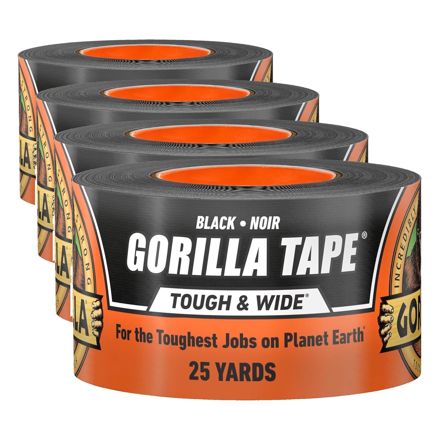 Gorilla Tape Tough & Wide, Black Tape, 2.88" x 25 yd (Pack of 1) - Heavy Duty and Weather Resistant for Indoor or Outdoor