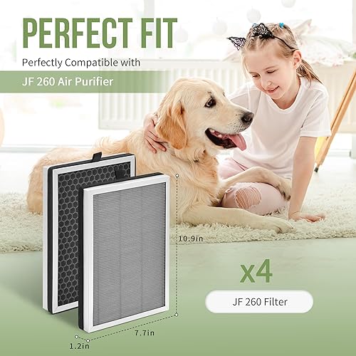 Miniatura 2 de JF 260 - Filtro de repuesto compatible con Jafanda Air Puri-fier Filter JF260, filtración de 3 etapas con H13 HEPA y carbón activado, apto para