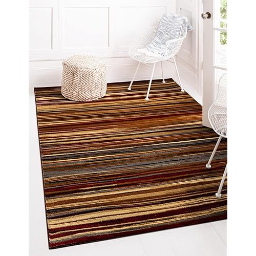 Unique Loom Barista Collection Area Rug - Icatu (6' 1" x 9' Rectangle, Beige/Brown)