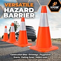 Vista 8 de Xpose Safety Conos de tráfico naranjas de 18 pulgadas, resistentes, 3 libras con collar de 6 pulgadas, 1 paquete de conos de seguridad de plástico