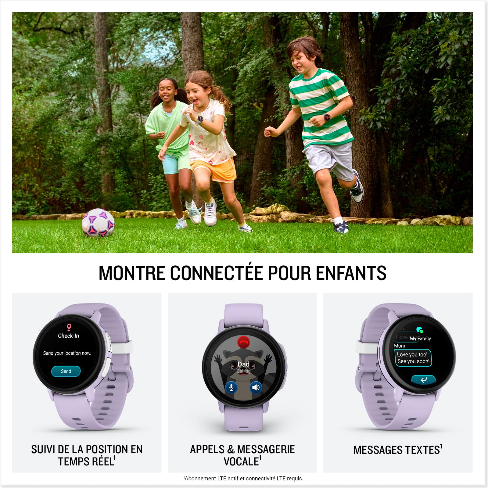 Garmin Bounce 2 - Montre connectée pour Enfants avec appels, Messages et géolocalisation - Violet Clair