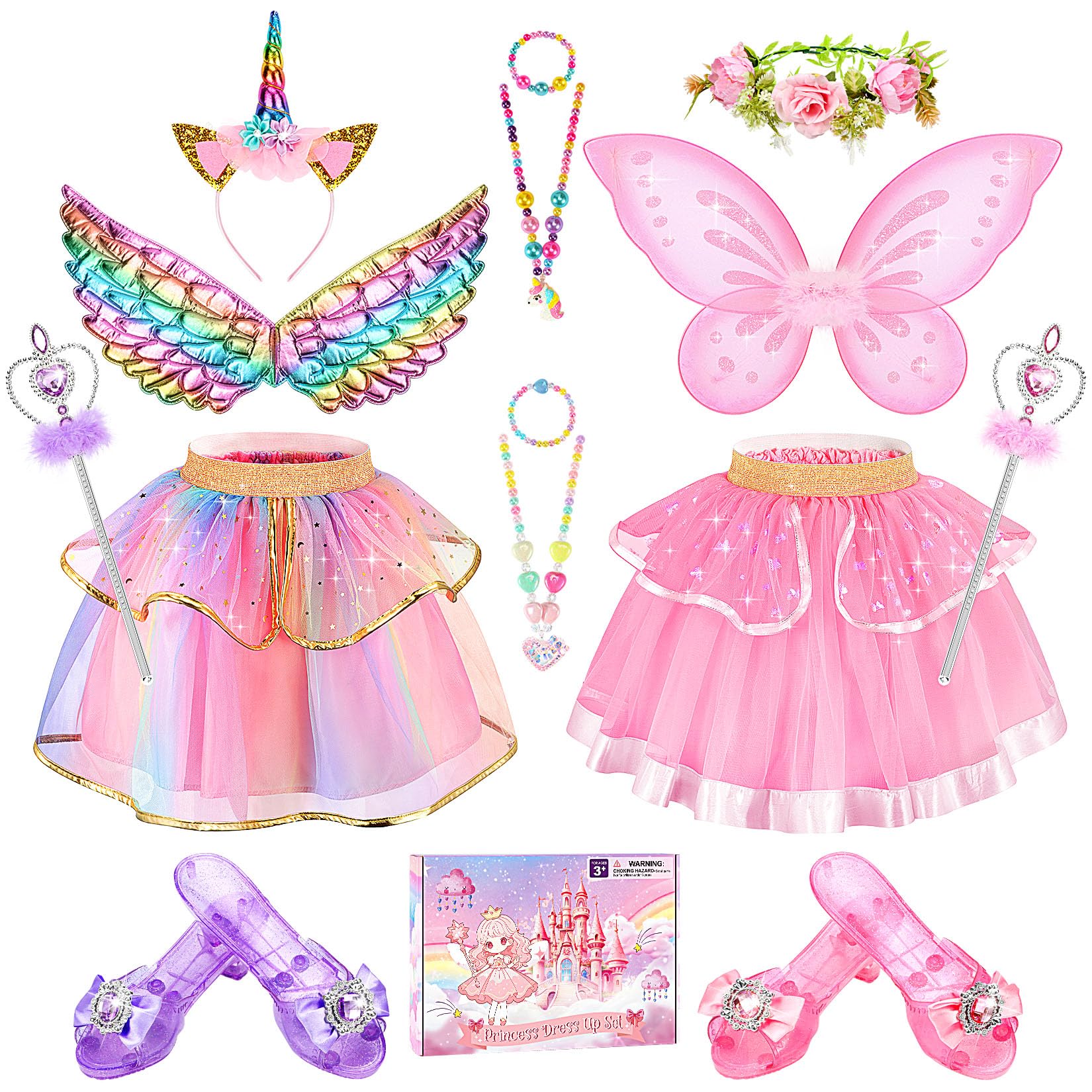 Girls Princess Dress Up Fairy & Unicorn Costume for Girls 3 4 5 6 Year Old