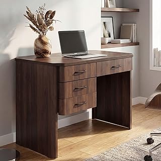 Mendler Schreibtisch HWC-P42, Bürotisch Computertisch, 4 Schubladen MDF 78x110x60cm - Walnuss-Optik