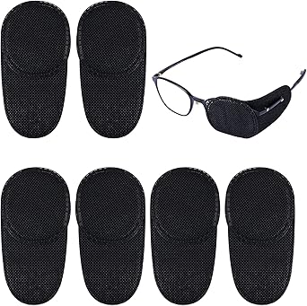 6pcs Eye Patches for Glasses, Reusable Non-Woven Fabric Eye Patch to Cover Left Right Eye Improve Vision for Kids & Adults Lazy Eye Amblyopia Strabismus Black, Large Size