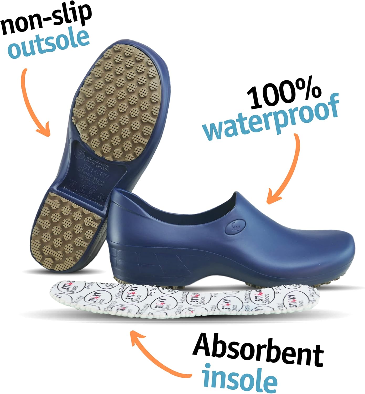 Sticky Nursing Shoes Women - Chefs - Kitchen - Nurses - Clogs for Work - Waterproof Non Slip - Image 3