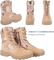 Vista 6 de Botas tácticas militares para hombre con cremallera lateral, botas de combate para la jungla del ejército