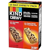 Vista 3 de KIND Barras de granola masticables, paquete variado, chispas de chocolate y chispas de chocolate con mantequilla de maní, sin gluten, 100 calorías