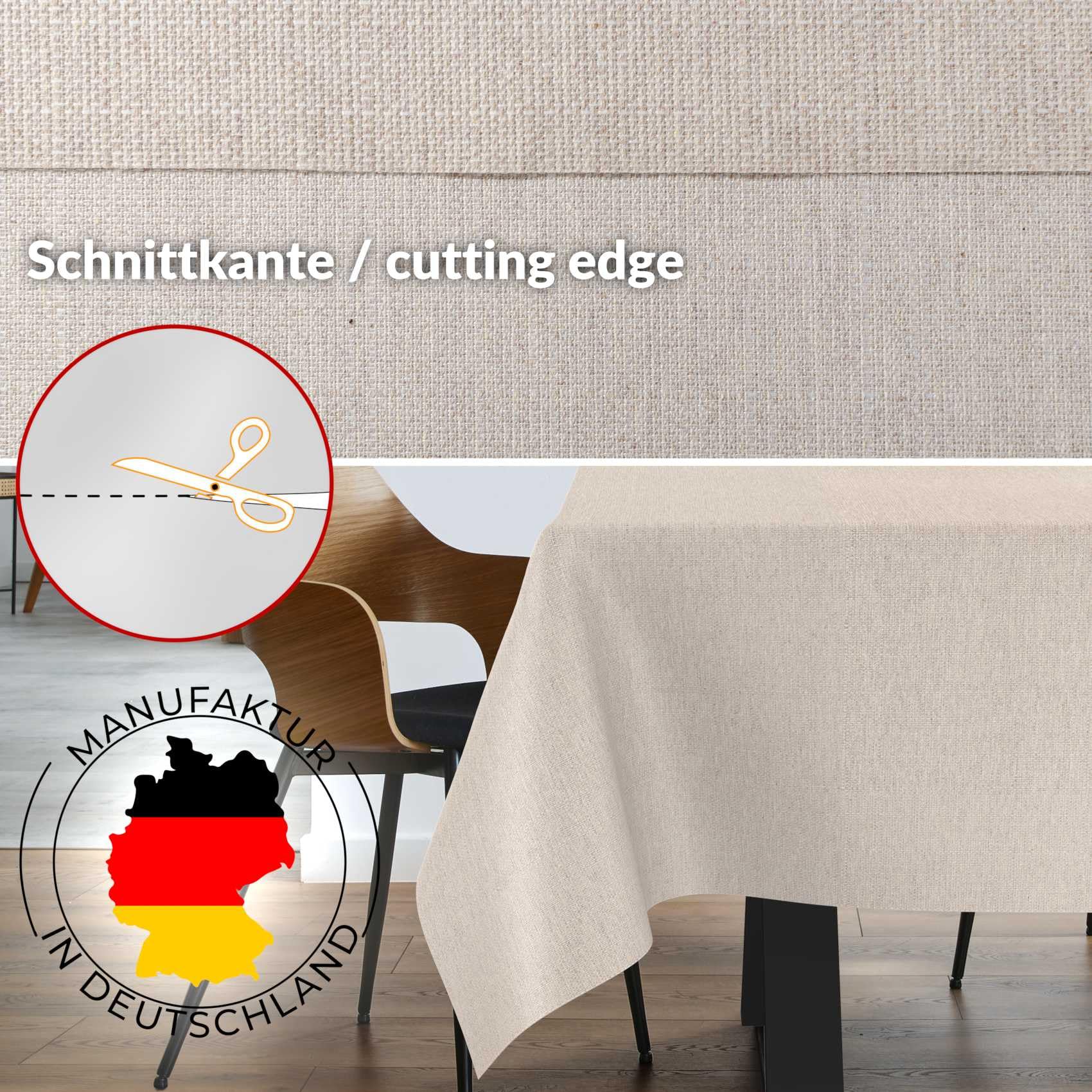 Stoff Tischdecke Textil Tischwäsche Tischtuch Baumwolle Polyester abwaschbar Uni Ornament Damast Jacquard Gewebe waschbar Beige Grau 500x140cm (5m) Schnittkante