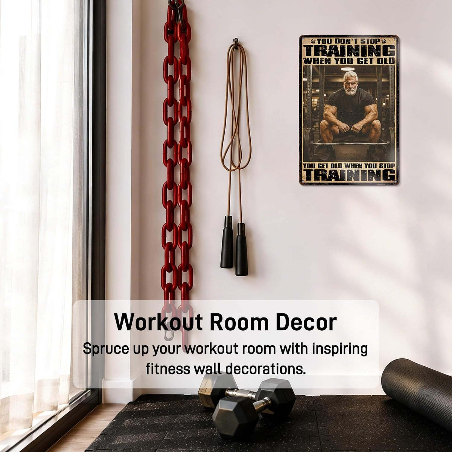 SmartCows Motivational Workout Posters for Home Gym Decor Men Fitness Gifts | Vintage Fitness Wall Art Gym Signs for Workout Room Decor You Don't Stop Training Metal Sign 8x12 Inches Premium Aluminum