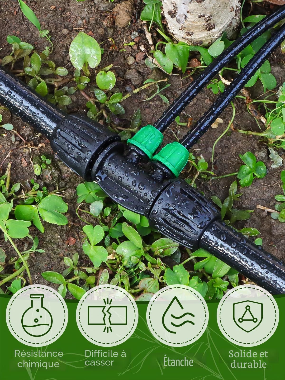 20 Pièces Connecteurs T Barbelé Verrouillés, Kalolary Kit Raccords d'Irrigation Goutte 1/2 à 1/4" Connecteur Femelle Verrouillage 12/16 à 4/7 mm d'Irrigation Verrouillage Barbelé 4 Voies (Noir Vert)