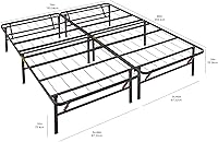 Vista 35 de Yaxa Basics Base de cama con almacenamiento, plataforma de metal plegable, acero resistente, no necesita somier, 14 pulgadas de alto, instalación
