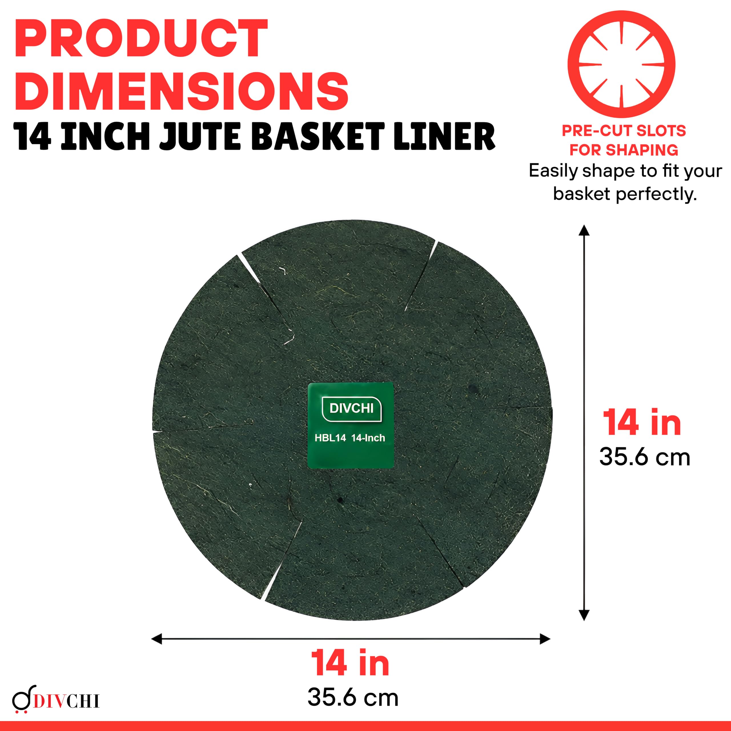 DIVCHI Green Jute Hanging Basket Liners - Natural, Durable, and Versatile Plant