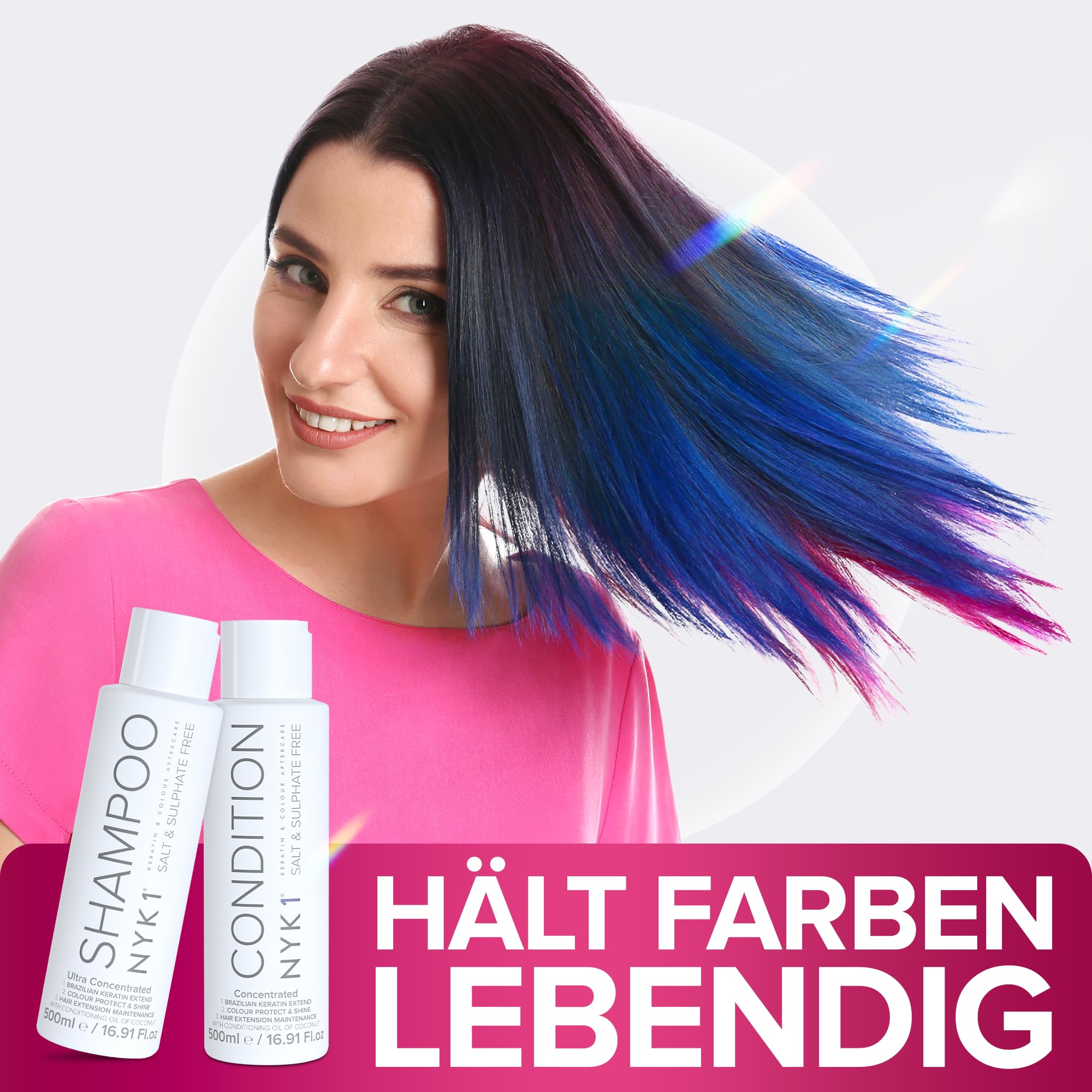 NYK1 Sulfatfreies Shampoo Und Conditioner (2 x 500ml) Ideales Keratin Shampoo Und Pflegespülung Nach Der Pflege Der Haare Für Haarglättung - Salzfreies Shampoos Ohne Sulfate Parabene Und Silikone