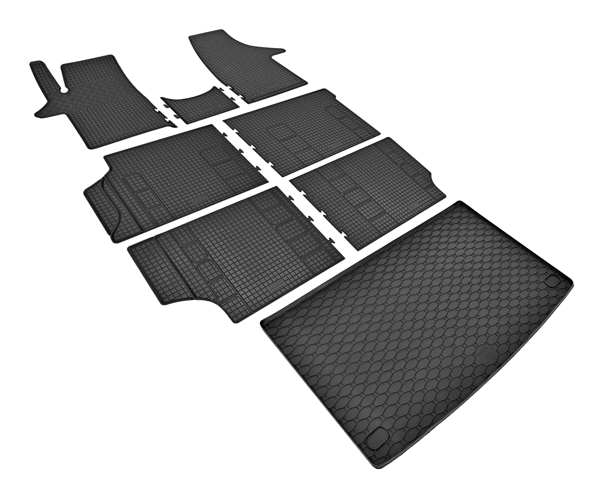 Z4L Gummifußmatten und Kofferraumwanne EIN Set geeignet für VW T6 Transporter/Caravelle 8/9 Sitze ab 2015 bis 2019 | L1