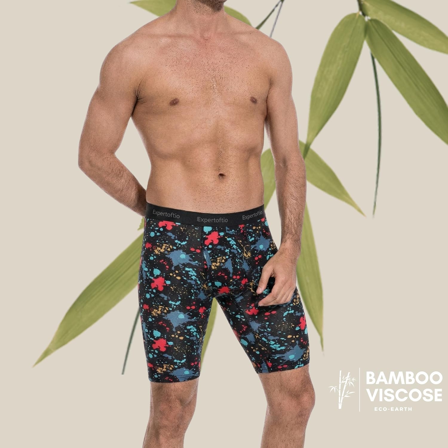 Viscose from Bamboo Long Leg Boxer Briefs for Men, 9 Inch Performance Men's Underwear, Sports, Fly