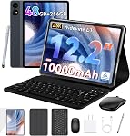 2026 Upgraded 12.2 inch Tablet, Android 16 Tablet with Keyboard, 2.5K QHD Display for High-Res Gaming/Art/Productivity, Up to 48GB+256GB+2TB TF,Octa-Core/10000mAh/Widevine L1/GMS/GPS/4-year Warranty