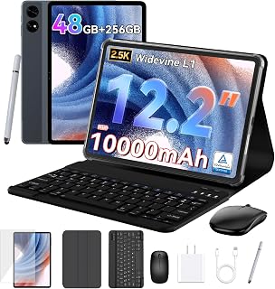 TABWEE T60 12.2-Inch Android 16 Tablet with Keyboard: 48GB RAM, 256GB Storage, 2.5K Display, 10000mAh Battery, 4-Year Warranty
