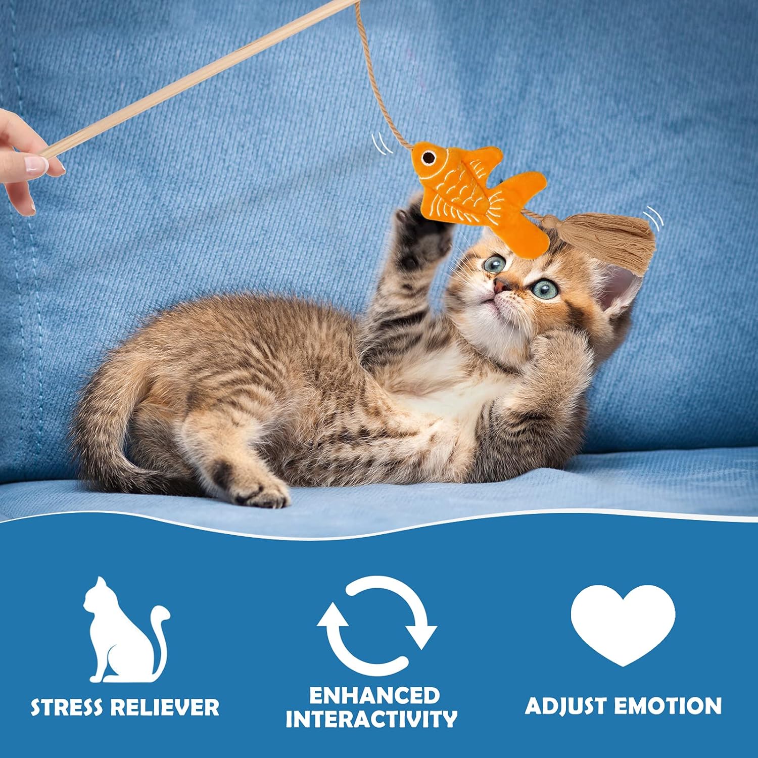 CiyvoLyeen Goldfishes Cat Wand Catnip Toys with Tassels Kitten Fishes Teaser Chew Knickknack Interactive Fishing Rod Pillows Catmint Plush Kitty Plaything Gift Ideas Set of 4 : Pet Supplies