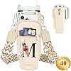 LOKASS Personalized Water Bottle Holder with Strap for Stanley Cup Accessories 40 oz, Initial for Stanley Cup Holder Carrier Bag with Phone Pocket, Stylish Tumbler Accessories for Daily Use Hands-Free
