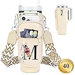 LOKASS Personalized Water Bottle Holder with Strap for Stanley Cup Accessories 40 oz Tumbler, Initial Water Bottle Carrier Bag W/Phone Pocket, for Women,Ideal for Thanksgiving/Christmas/New Year