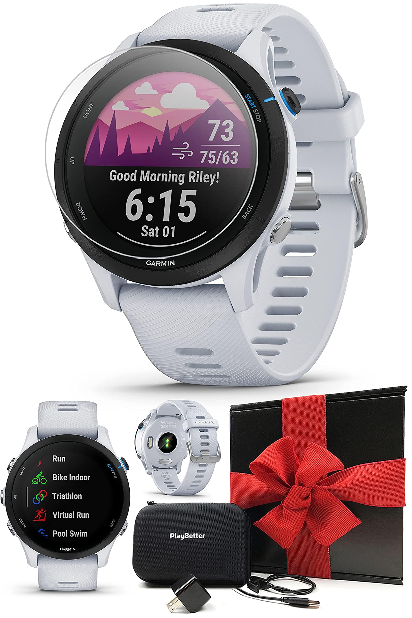 Garmin Forerunner 255 Music (Whitestone) GPS Running Smartwatch