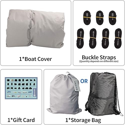 Miniatura 6 de iCOVER - Funda para barco Jon de 16 pies, resistente al agua, para barco Jon de 16 pies de largo y ancho de haz de hasta 75 pulgadas, color gris,