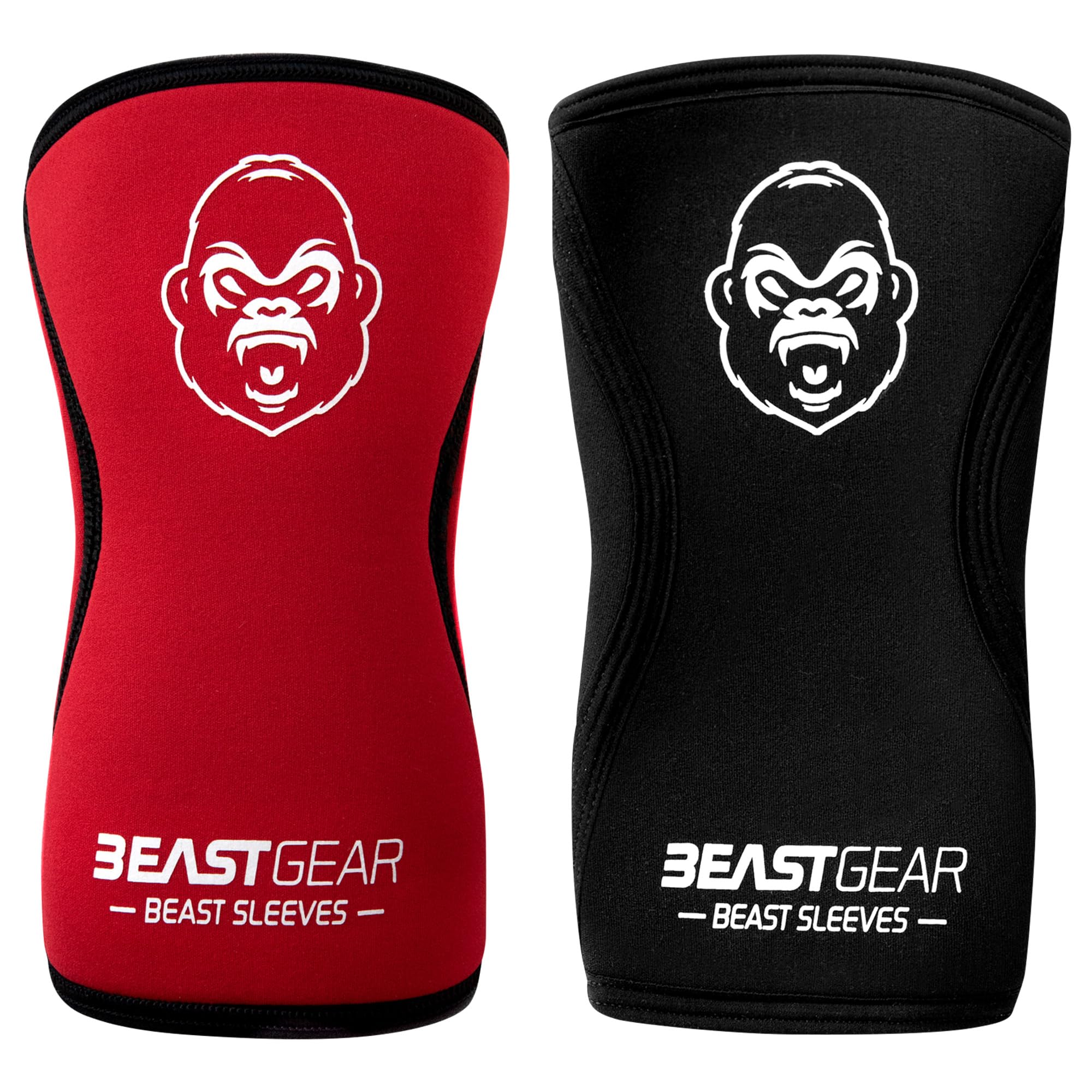 Beast GearKnee Sleeves, 5mm/7mm Neoprene Double-Ply Compression Sleeve for Support and Protection, Knee Support for Men Weightlifting, Crossfit, Powerlifting, Squats, Deadlift, Crossfit (1 Pair)