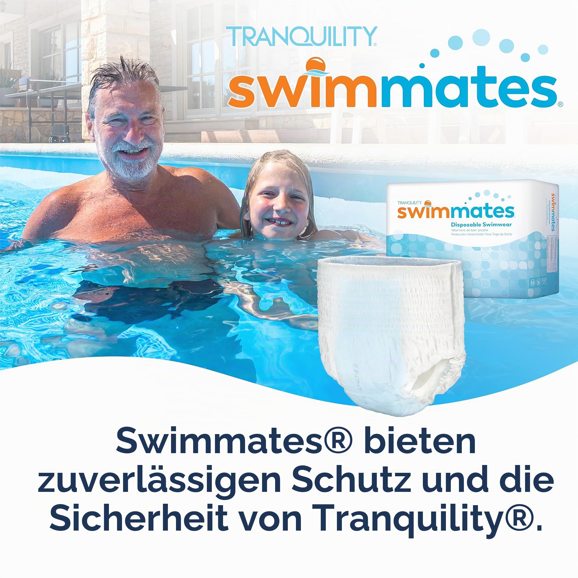 Swimmates Einweg-Schwimmwindeln für Erwachsene - Unisex Bademode für unter dem Badeanzug - Größe XL (Packung von 14 Stück)