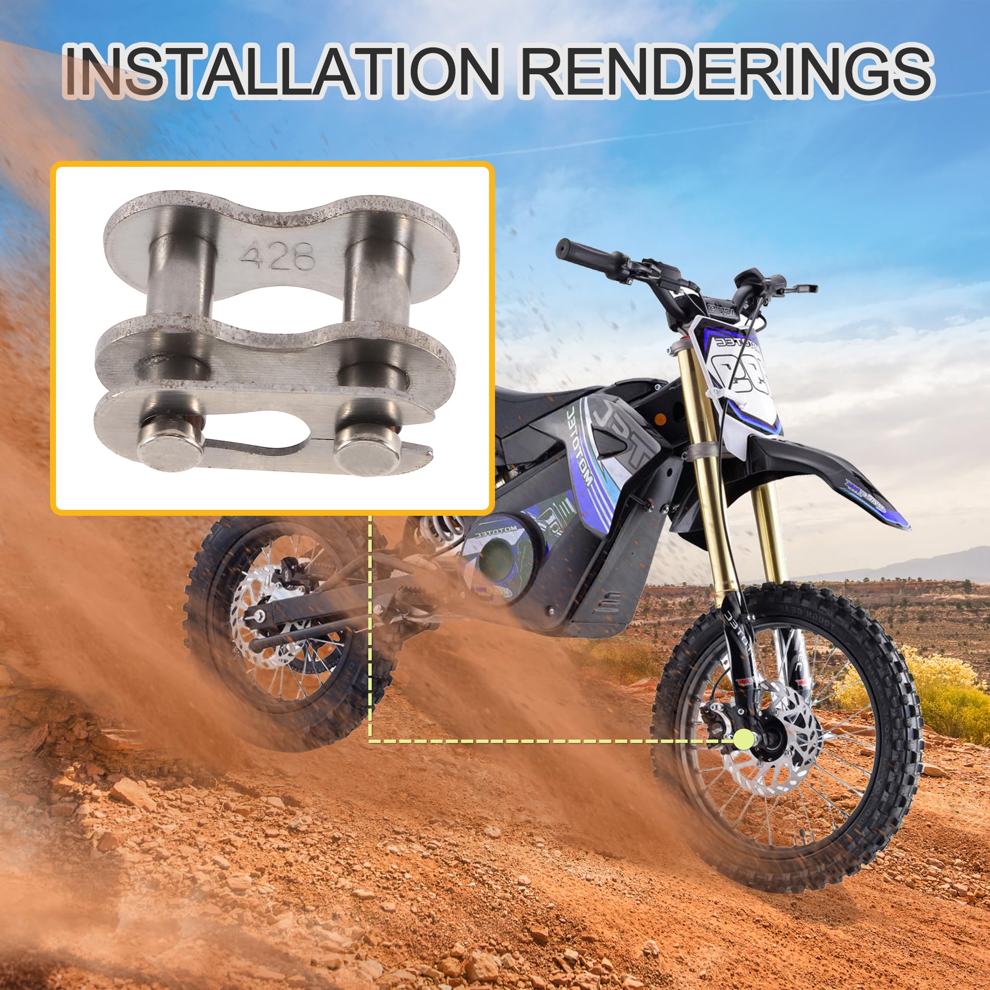 Chaîne D'Entraînement 428H Avec Maillon Maître - Remplacement Pour ATV, Dirt Bike Et Go Kart