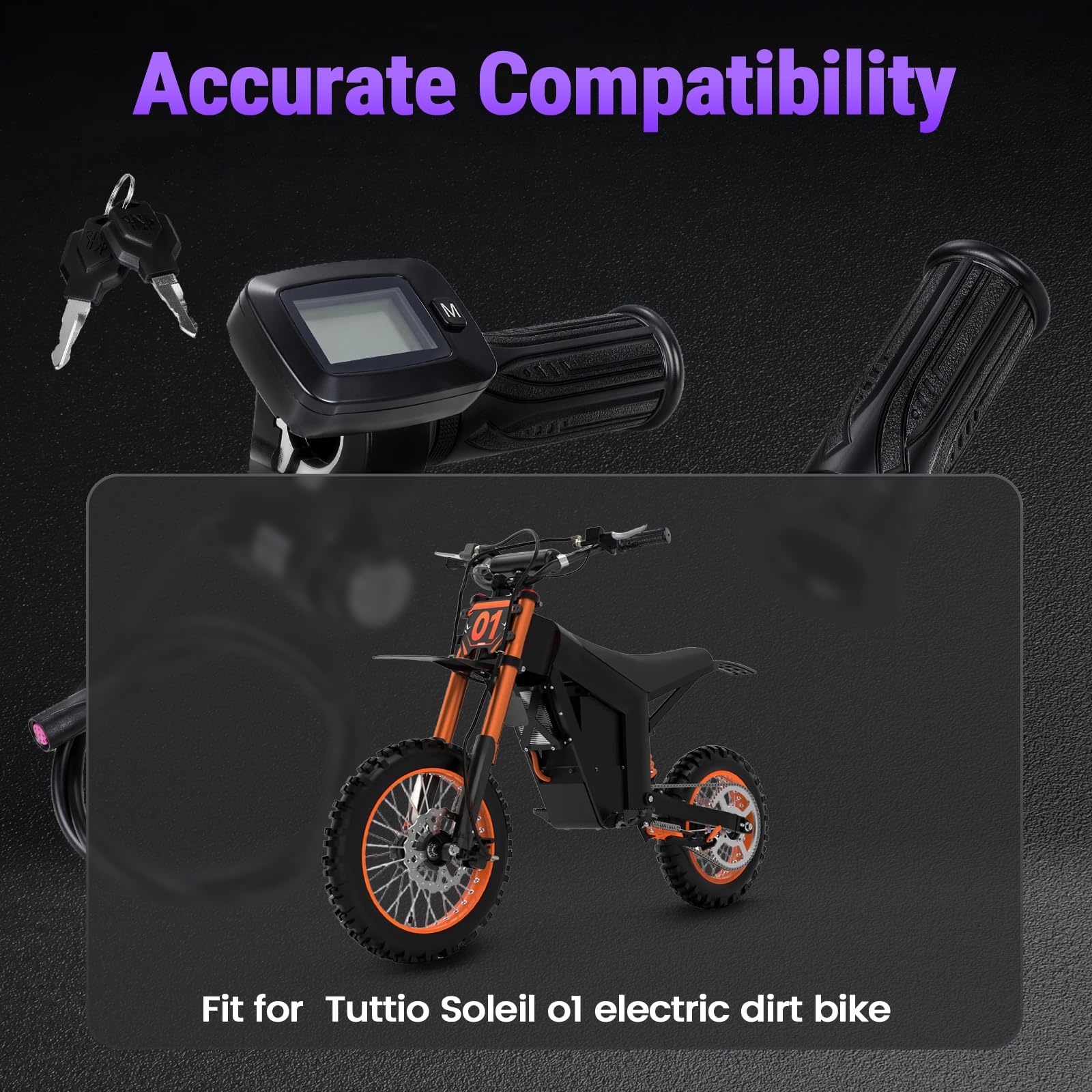 Poignées d'accélérateur pour moto tout-terrain électrique 48 V pour vélo électrique Tutti Tuttio Tuttio Soleil 01 Ebike avec écran LCD Bouton M Key Smooth Control