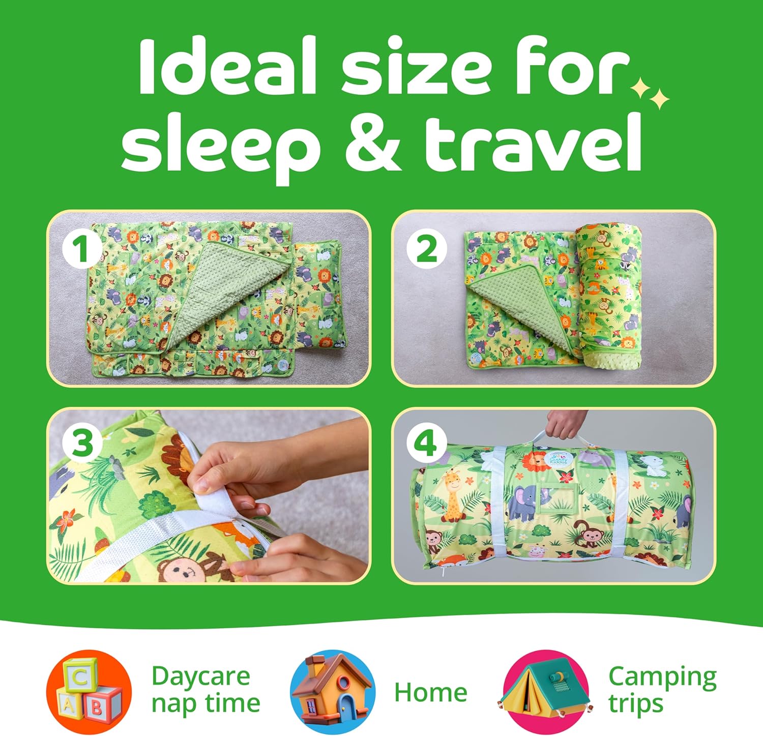 Toddler Nap Mat with Pillow & Blanket – 1” Memory Foam Sleeping Mat for Daycare, Travel, Preschool (Ages 2–6), Non-Slip & Easy Clean
