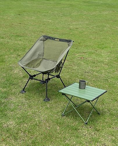 Vista 48 de iClimb Ultralight Compact Camping Folding Beach Chair with Anti-Sinking Large Feet and Back Support Webbing (Black - Square Frame)