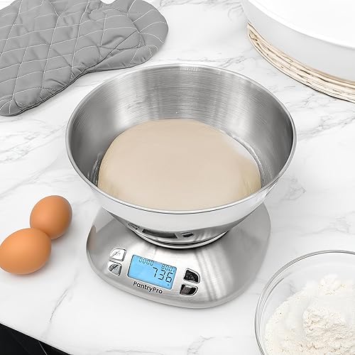 Miniatura 6 de The Display Guys - Báscula digital de cocina de acero inoxidable con cuenco para laboratorio de café y alimentos, pantalla LCD, gramos, libras,