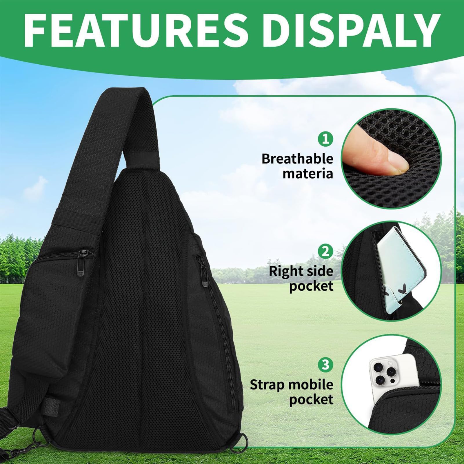 Kleine Disc-Golftasche, große Kapazität, Sport-Rucksack mit verstellbarem Riemen, 42 x 37 x 17 cm, Organizer für Trennwände, Haken, Griff, Softball, Tennis, Fitness, Camping, Rucksackreisen