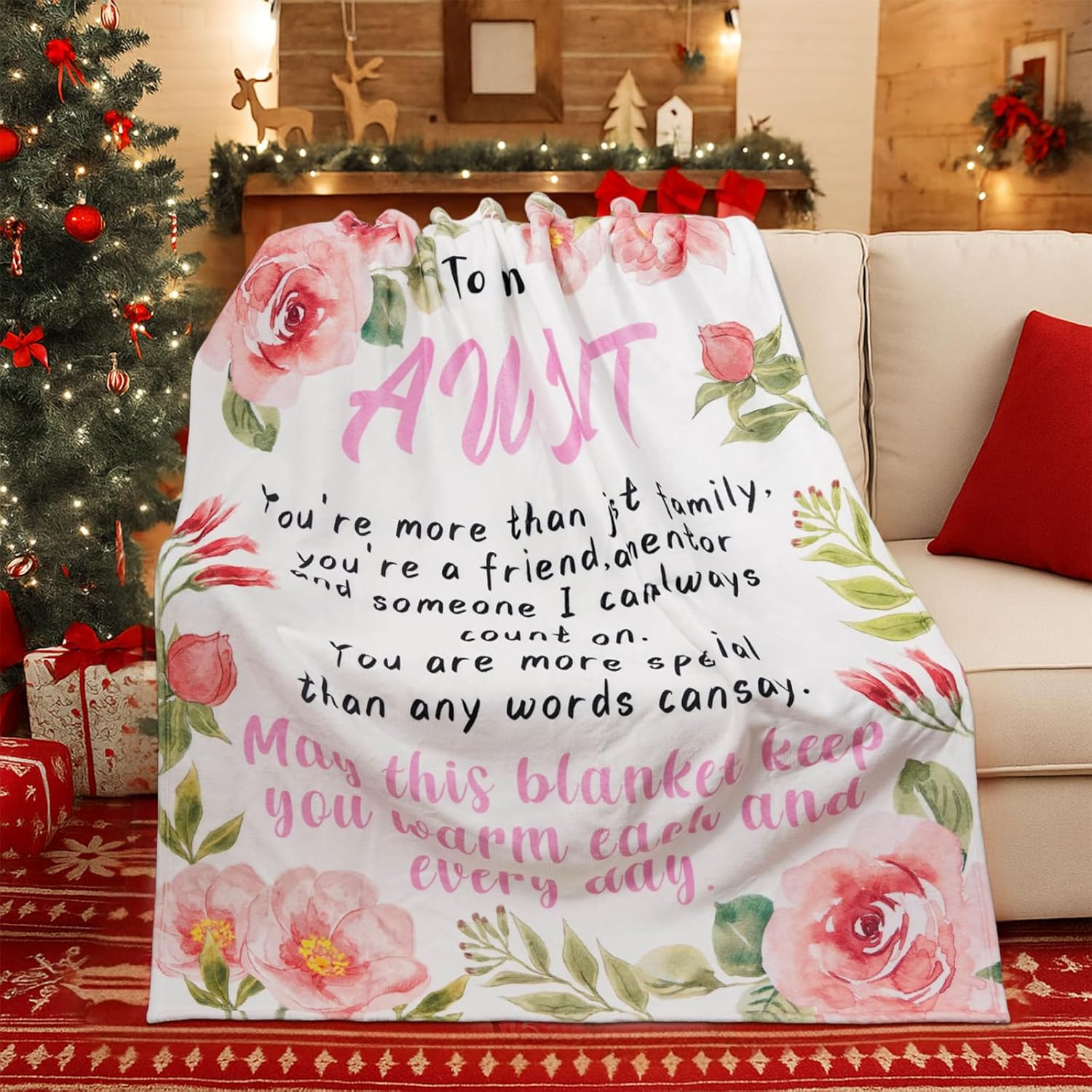 Tian Zhun Aunt Gifts for Women Aunt Blanket from Niece Aunts Soft Warm Throw 50 x 60 Inch for Bed Sofa Office