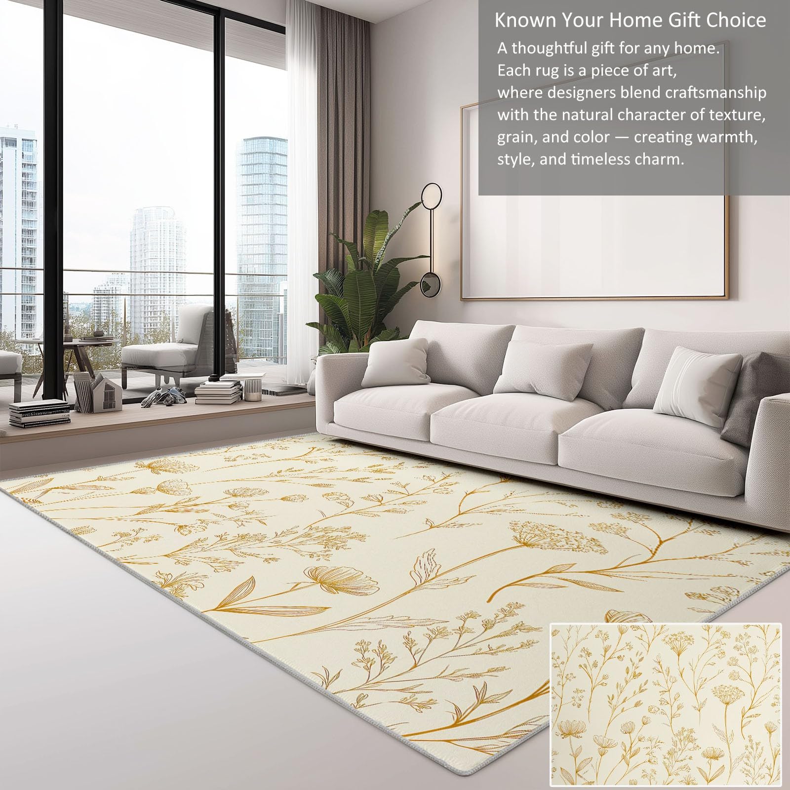 Ultramiękki dywanik flanelowy 120 x 180 cm w stylu akwarelowym w stylu kwiatowym, nowoczesny antypoślizgowy i zmywalny dywan do salonu i sypialni - wzór 3D, krótkie włosie i łatwy do czyszczenia
