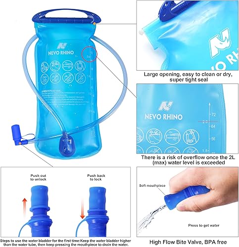 Miniatura 7 de Mochila ligera de hidratación, mochila para correr con bolsa de agua de 2L, mochila de hidratación Hydro para ciclismo, senderismo, apta